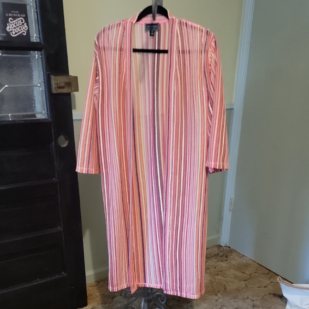 G by Giuliana Multicolor Striped Loose Weave Cardigan Woman Size XXS